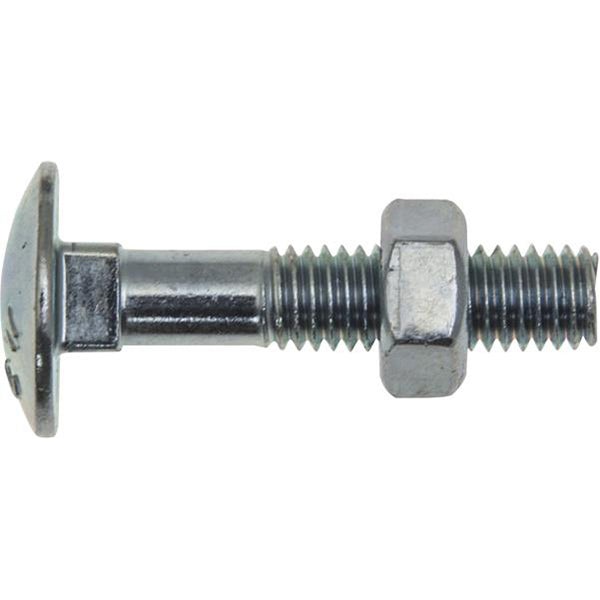 Coach Bolts and Nuts M10 x 40 Zinc Plated Steel BS 4933 Part Thread Pack of 50 Pairs