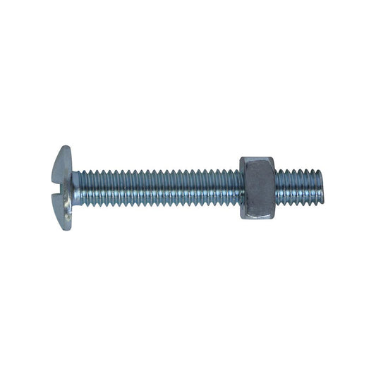 Roof Bolts and Nuts M5 x 20 Zinc Plated Steel DIN 603 Pack of 100 Pairs
