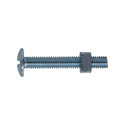 Roof Bolts and Nuts M8 x 35 Zinc Plated Steel DIN 603 Pack of 100 Pairs