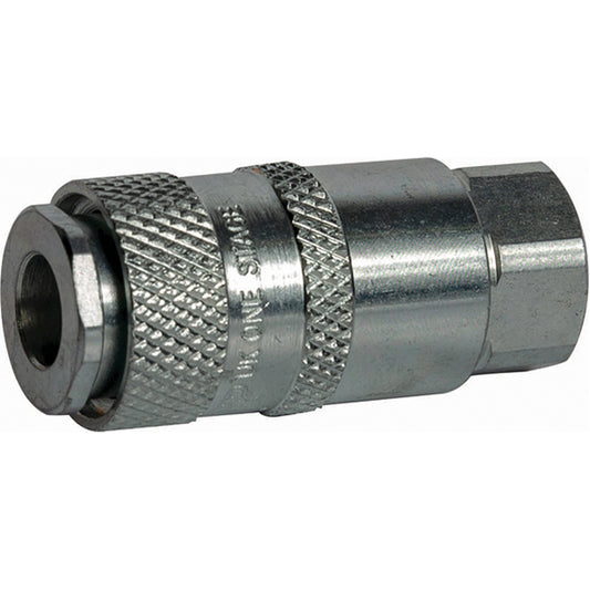 JAMEC PEM UK Style Coupling - 1/4" Female, One?Stage, Steel, 200psi, 43cfm @100psi Pack of 5