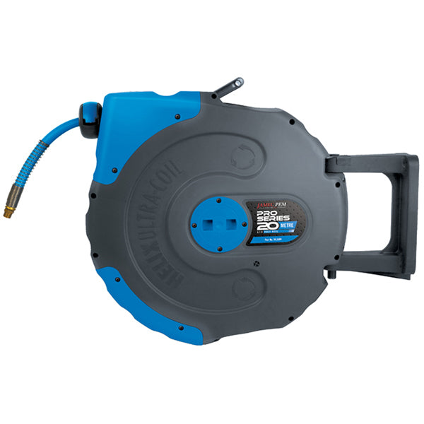 JAMEC PEM Retractable Hose Reel - 11mm I.D. x 20m, 300 PSI, Brass Fittings, UV Stabilised Case Qty 1