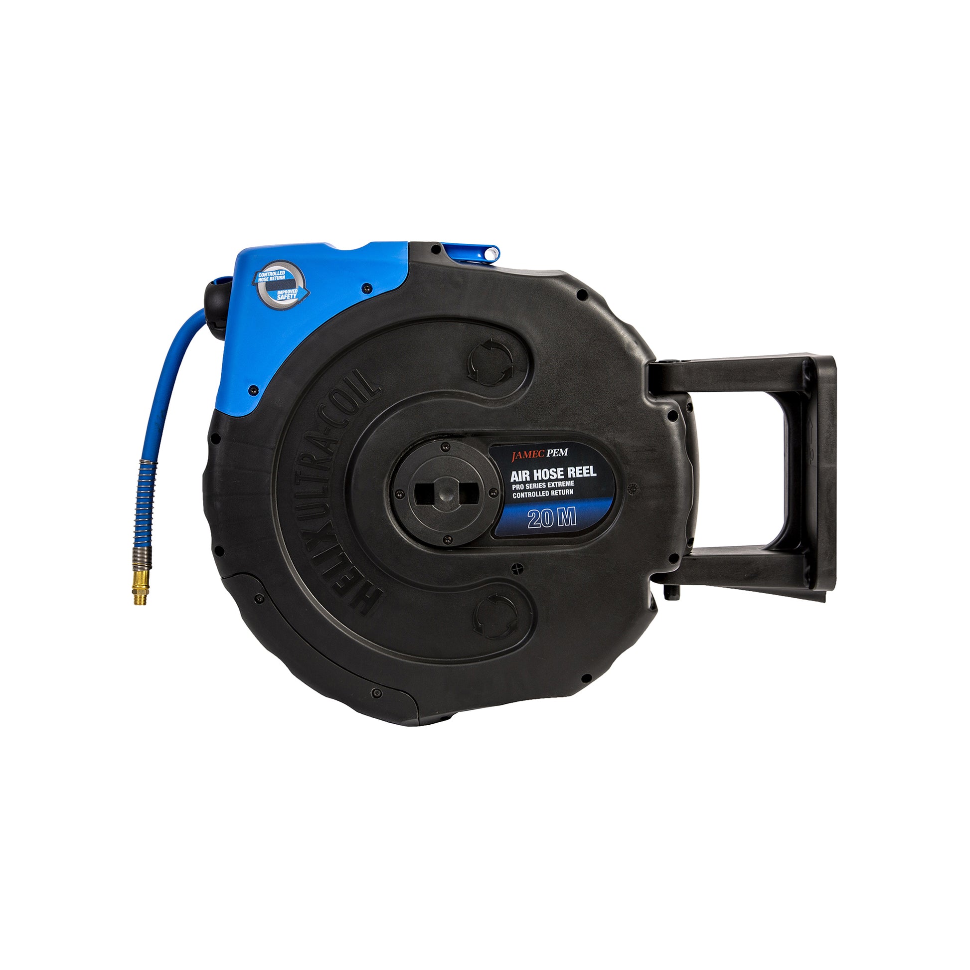JAMEC PEM Retractable Hose Reel - 9.2mm I.D. x 15m, 300 PSI, Brass Fittings, UV Stabilised Case Qty 1