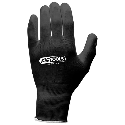 KS Micro Fine Woven Gloves - Size XXL, Black, EN388 4131, Air Permeable, Elasticated Wrists Box of 12 Pairs