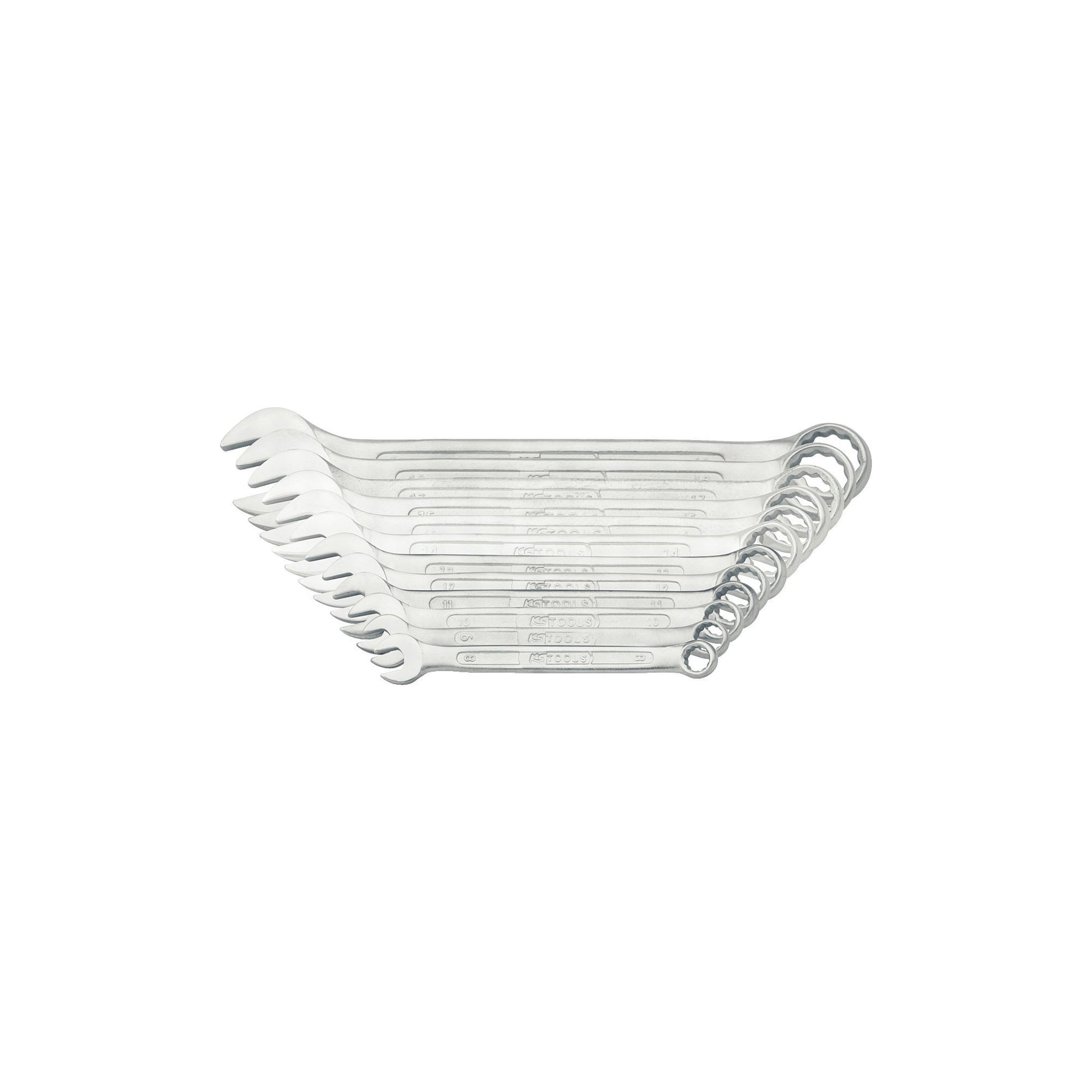 KS Combination Spanner Set - 12 Piece, Sizes 6–22mm, Chrome Vanadium, Satin Finish, Supplied in Plastic Holder Qty 1 Set