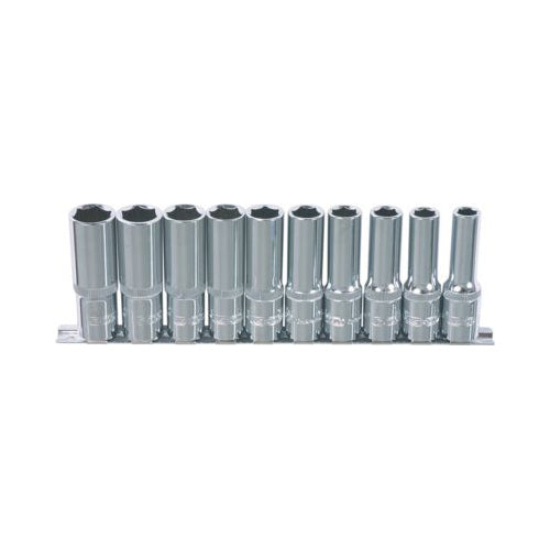 KS Tools 1/4" CHROMEplus Deep Socket Set 10?Piece (4–13mm) Supplied on Rail Qty 1 Set