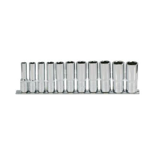 KS Tools 3/8" CHROMEplus Deep Socket Set 11?Piece (8–19mm) Supplied on Rail Qty 1 Set