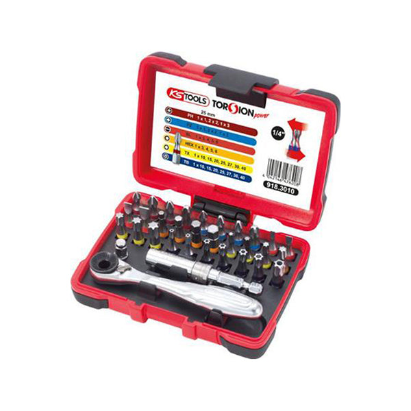 KS Tools Bit Set 32pc Slimlock Holder & Ratchet Slotted Phillips TORX Qty 1 Set