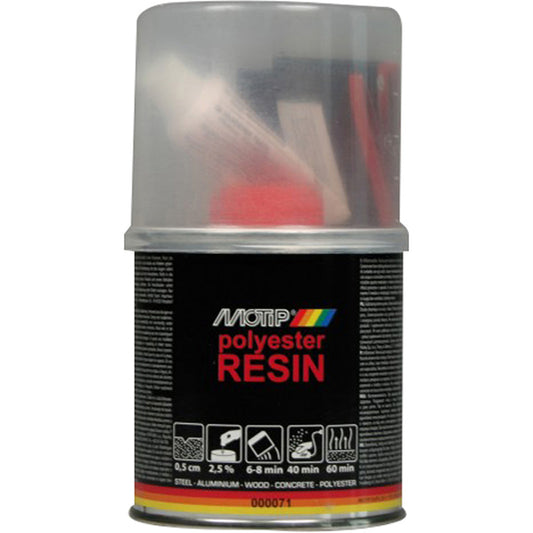 MOTIP MOTIP 2?Component Polyester Resin - 250g, For Fibreglass Mat/Fleece Repairs, Elastic & Chemical Resistant Qty 1