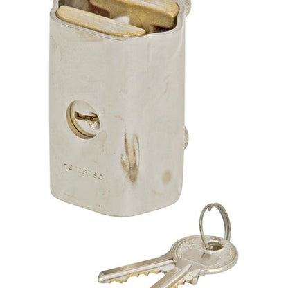 Chain Lock - Nickel Plated, Hardened Body & Pins, Hacksaw/Bolt Cutter Resistant, Supplied with 2 Keys Qty 1