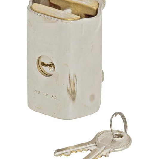 Chain Lock - Nickel Plated, Hardened Body & Pins, Hacksaw/Bolt Cutter Resistant, Supplied with 2 Keys Qty 1