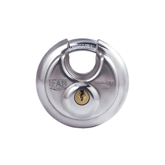 IFAM IFAM Circular Discus Padlock - 70mm Body, Bolt?Cutter Proof, Outdoor Use, Supplied with 2 Keys Qty 1