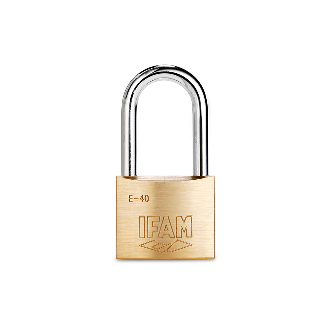 IFAM IFAM Brass Padlock - Long Shackle, 40mm Body Width, Hardened Carbon?Nitride Chrome Plated Steel, Pick Proof, 2 Keys Qty 1