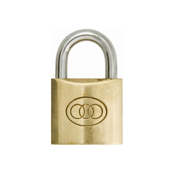 Brass Padlock - Standard Shackle, 50mm Body Width, Hardened Steel Clasp, Supplied with 3 Keys Pack of 2