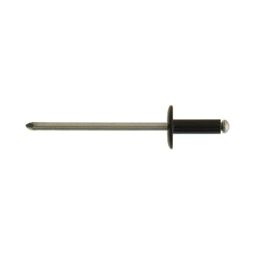 Black Aluminium Rivets - Large Flange, 4.0 x 14mm (5/32" x 1/2"), Ø11.8mm Flange Pack of 100