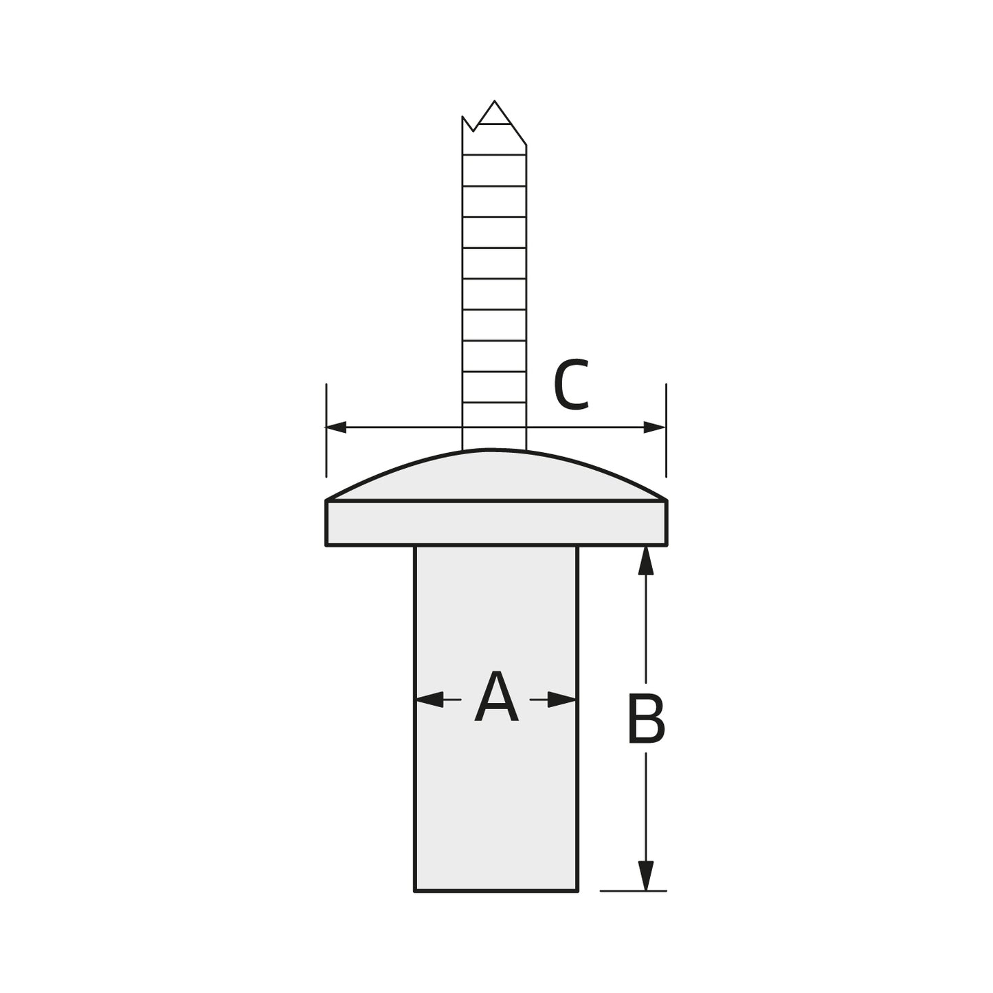 Sealed Aluminium Rivets - 4.8 x 18mm (3/16" x 3/4"), Ø9.3mm Flange, DIN 7337 Pack of 100