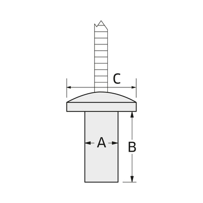 Sealed Aluminium Rivets - 4.8 x 18mm (3/16" x 3/4"), Ø9.3mm Flange, DIN 7337 Pack of 100