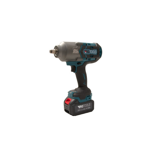 RG TOOLS Cordless Impact Wrench - 1/2" Drive, 20V Li-Ion, 2x 5000mAh Batteries, 1300Nm Torque, LED Light Qty 1