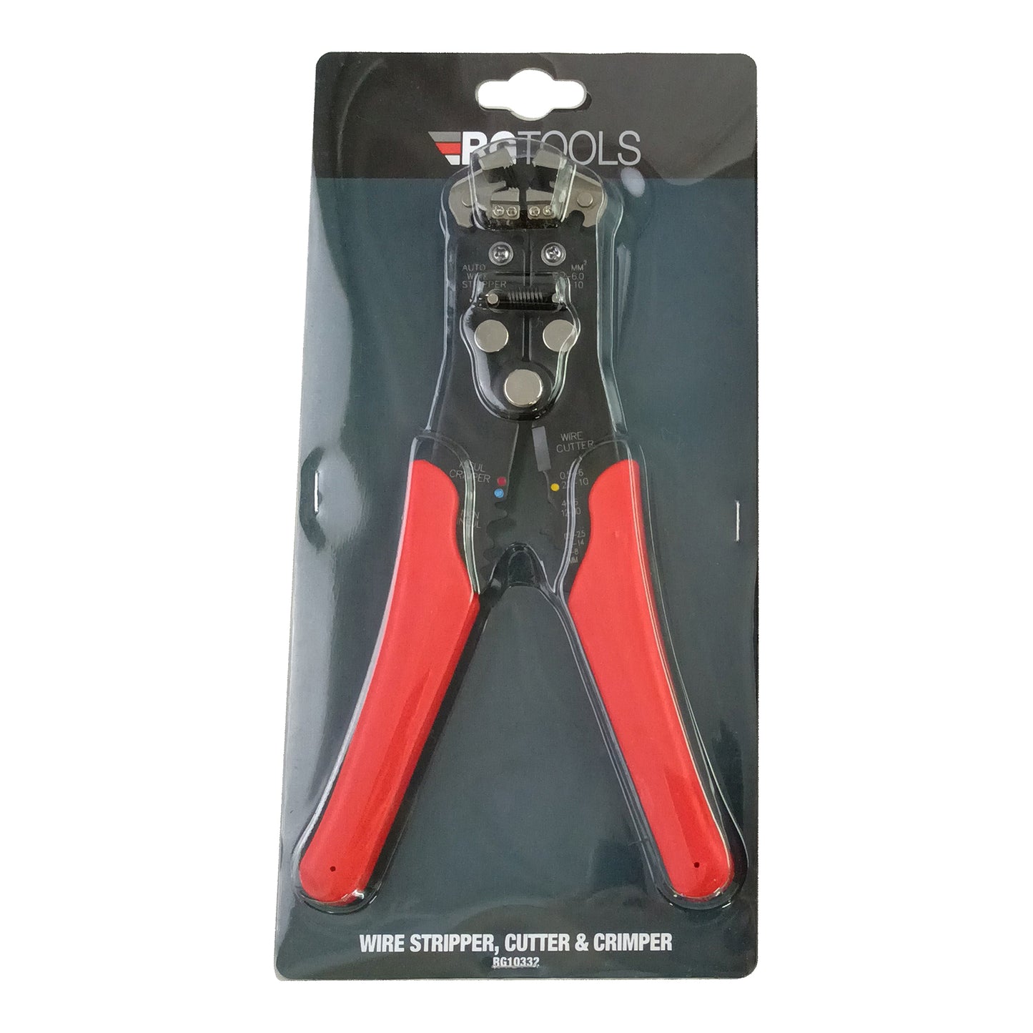 RG TOOLS Wire Stripper Cutter Crimper For 0.2–6.0mm² Wire Insulated Non Insulated Terminals Qty 1
