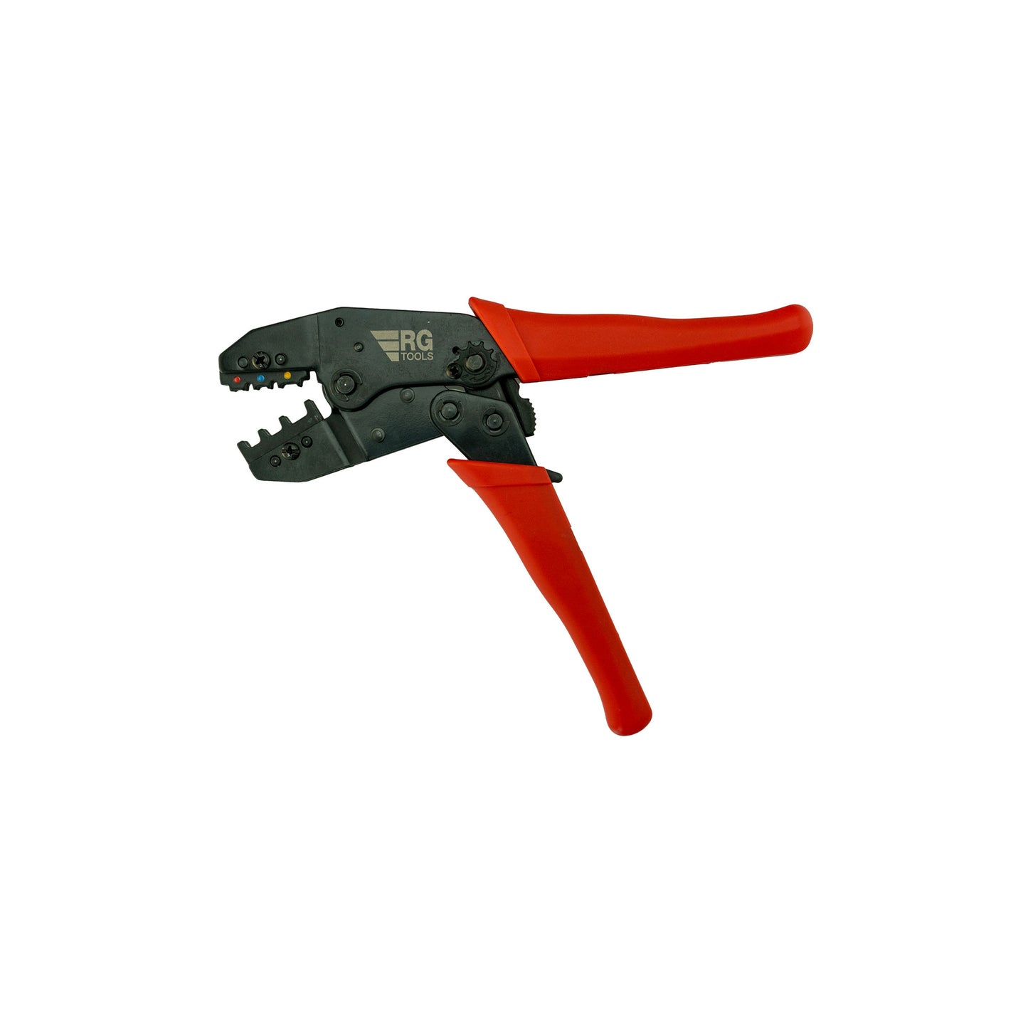 RG TOOLS Ratchet Crimper Red Blue Yellow Terminals Cushioned Handle Qty 1
