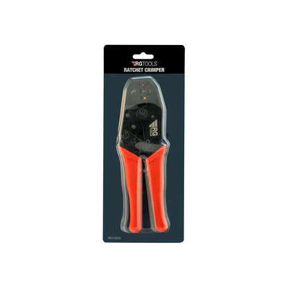 RG TOOLS Ratchet Crimper Red Blue Yellow Terminals Cushioned Handle Qty 1