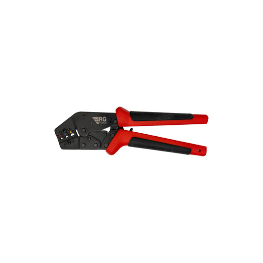 RG TOOLS Professional Ratchet Crimper - For Red/Blue/Yellow Terminals, Double Crimp Die, Ergonomic Handle Qty 1