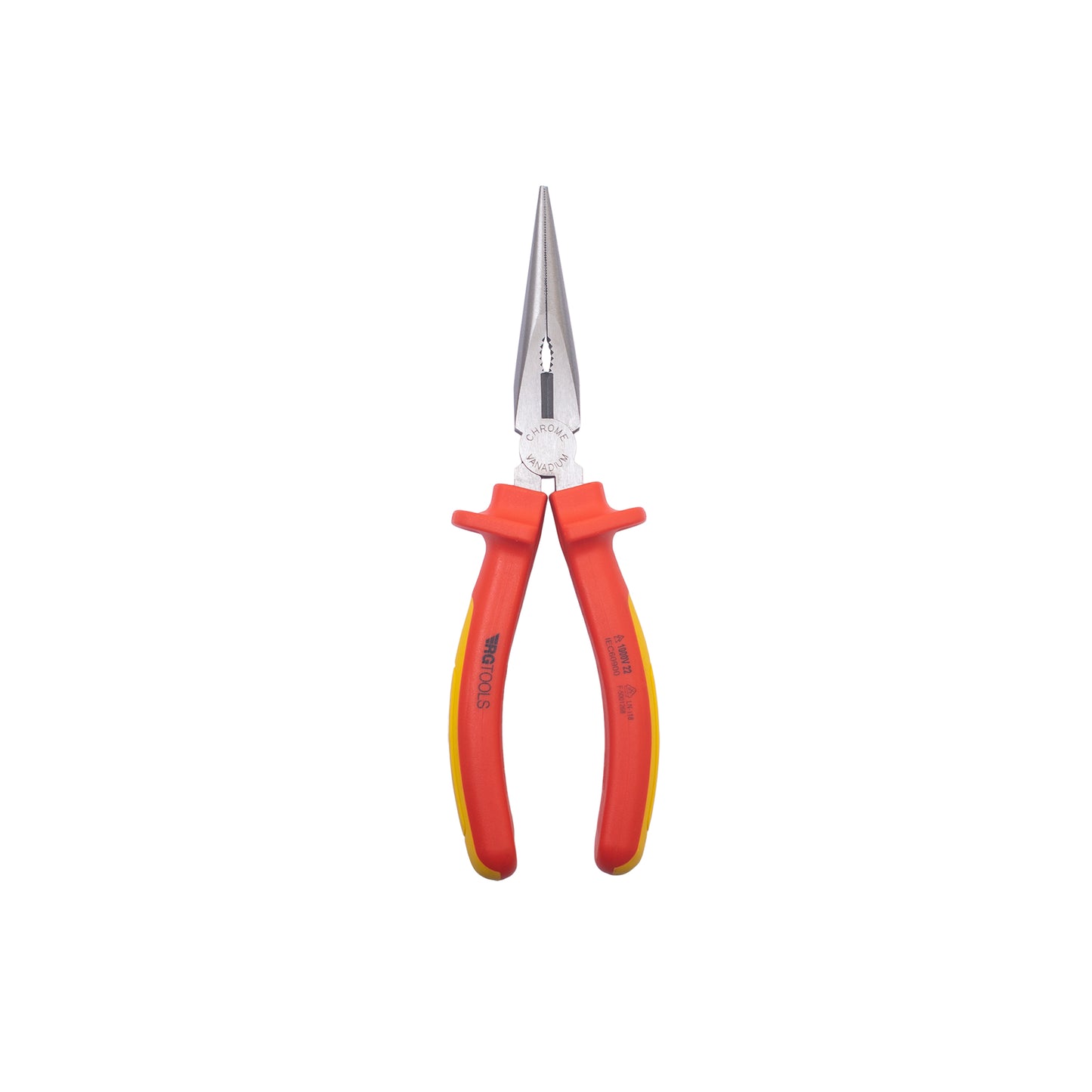 RG TOOLS VDE Long Nose Pliers - 8", IEC 60900 Certified, Chrome Vanadium Steel Qty 1