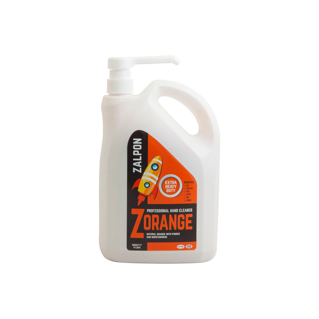 Zalpon Zorange Pumice Gel 4L Pump Pack Heavy Duty Natural Orange Oils Moisturisers Qty 4