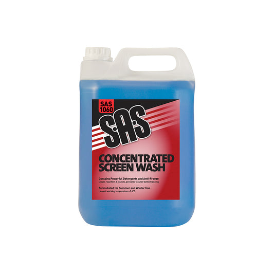 SAS Concentrated Screen Wash 5L Anti Freeze Detergent Clears Fly Squash Winter Safe Pack of 2
