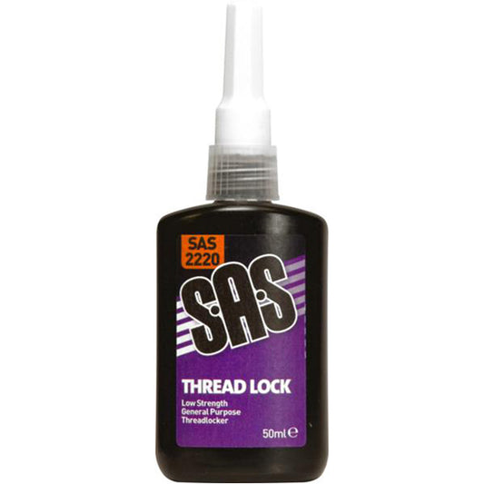 SAS Thread Lock - Low Strength, 50ml Bottle, Easy Disassembly, Oil/Petrol/Diesel Resistant Box of 12
