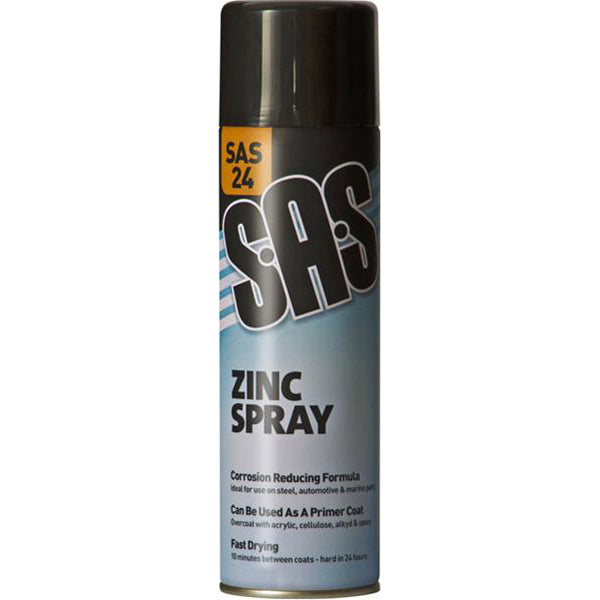 SAS Zinc Spray - 500ml Aerosol, 66% Zinc Content, Primer Coat, Weld?Through, For Pipes & Steel Pack of 6
