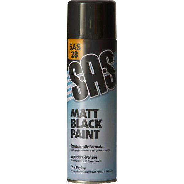 SAS Matt Black Paint - 500ml Aerosol Pack of 6