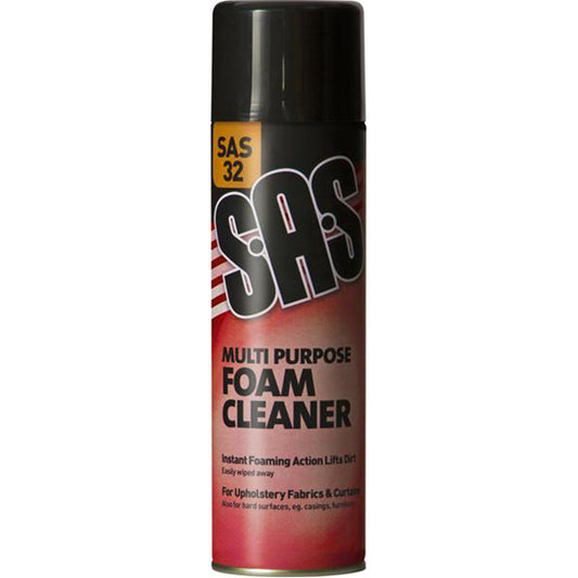 SAS Multi Purpose Foam Cleaner 500ml Aerosol Upholstery Fabric Hard Surface Pack 6
