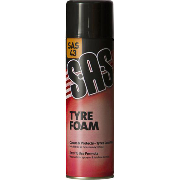 SAS Tyre Foam 500ml Aerosol Silicone Formula Restores Shine For Vehicle Tyres Pack 6