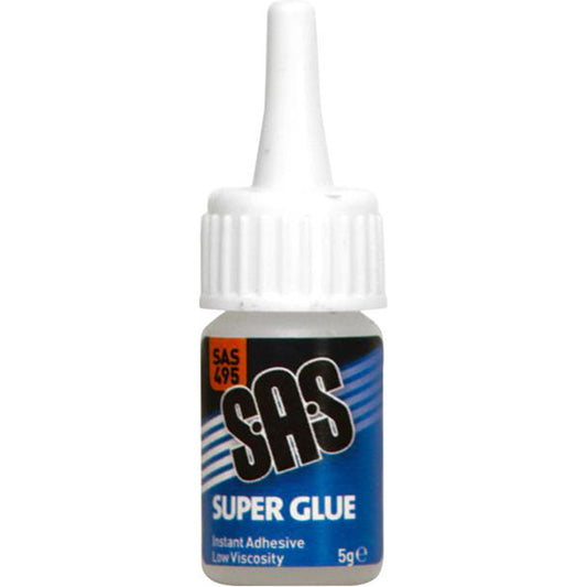 SAS Low Viscosity Super Glue 5g Bottles Medium Bonds Metal Rubber Multi Materials Box of 24