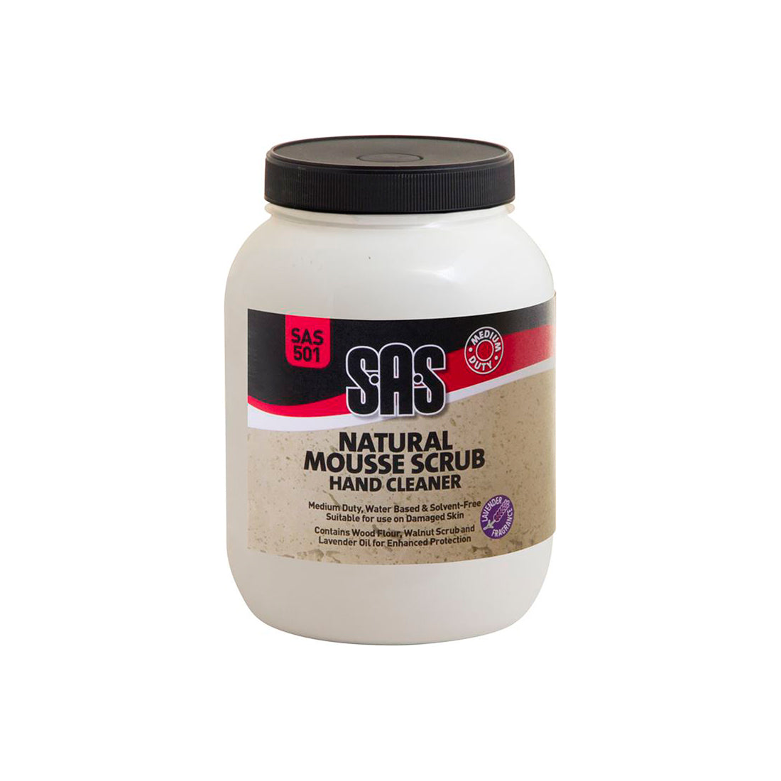 SAS Mousse Scrub Hand Cleaner 3L Tub Medium Duty Walnut Scrub Lavender Oil Qty 6