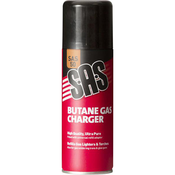 SAS Butane Gas Charger 200ml Aerosol Ultra Pure Universal Refill Adaptor Pack of 6