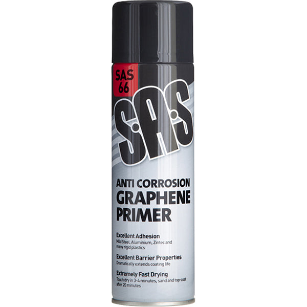 SAS Anti?Corrosion Graphene Primer - 500ml Aerosol, Matt Grey, Fast Drying, Exceptional Barrier Properties Qty 6