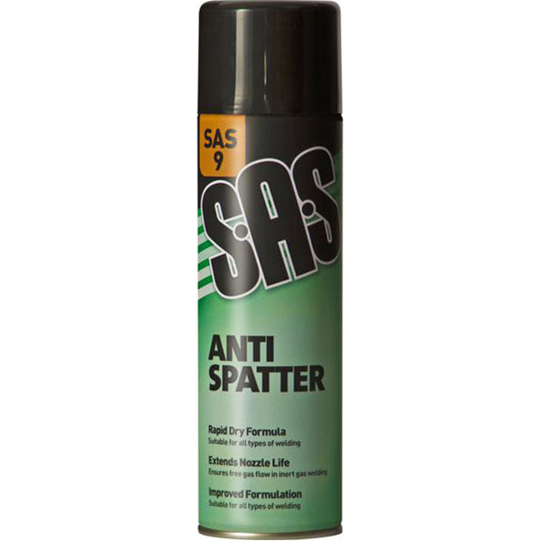 SAS Anti?Spatter Spray - 400ml Aerosol, Water?Based, Protective Oily Film for Welding, Silicone?Free Pack of 6