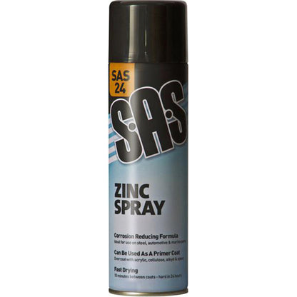 SAS Assorted Paint Pack 6x500ml Aerosols Zinc Satin Black Silver Primer Set of 6