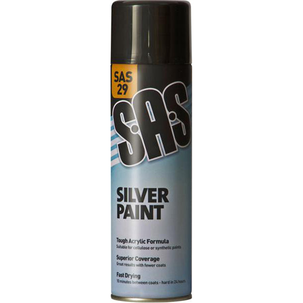 SAS Assorted Paint Pack 6x500ml Aerosols Zinc Satin Black Silver Primer Set of 6
