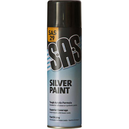 SAS Assorted Paint Pack 6x500ml Aerosols Zinc Satin Black Silver Primer Set of 6