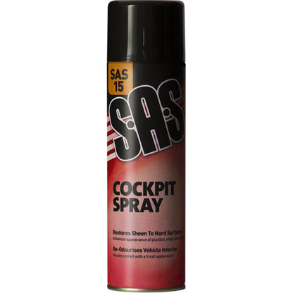 SAS Valeting Pack 6 x500ml Aerosols Glass Cockpit Tyre Foam Multi Purpose Lubricant Qty Set of 6