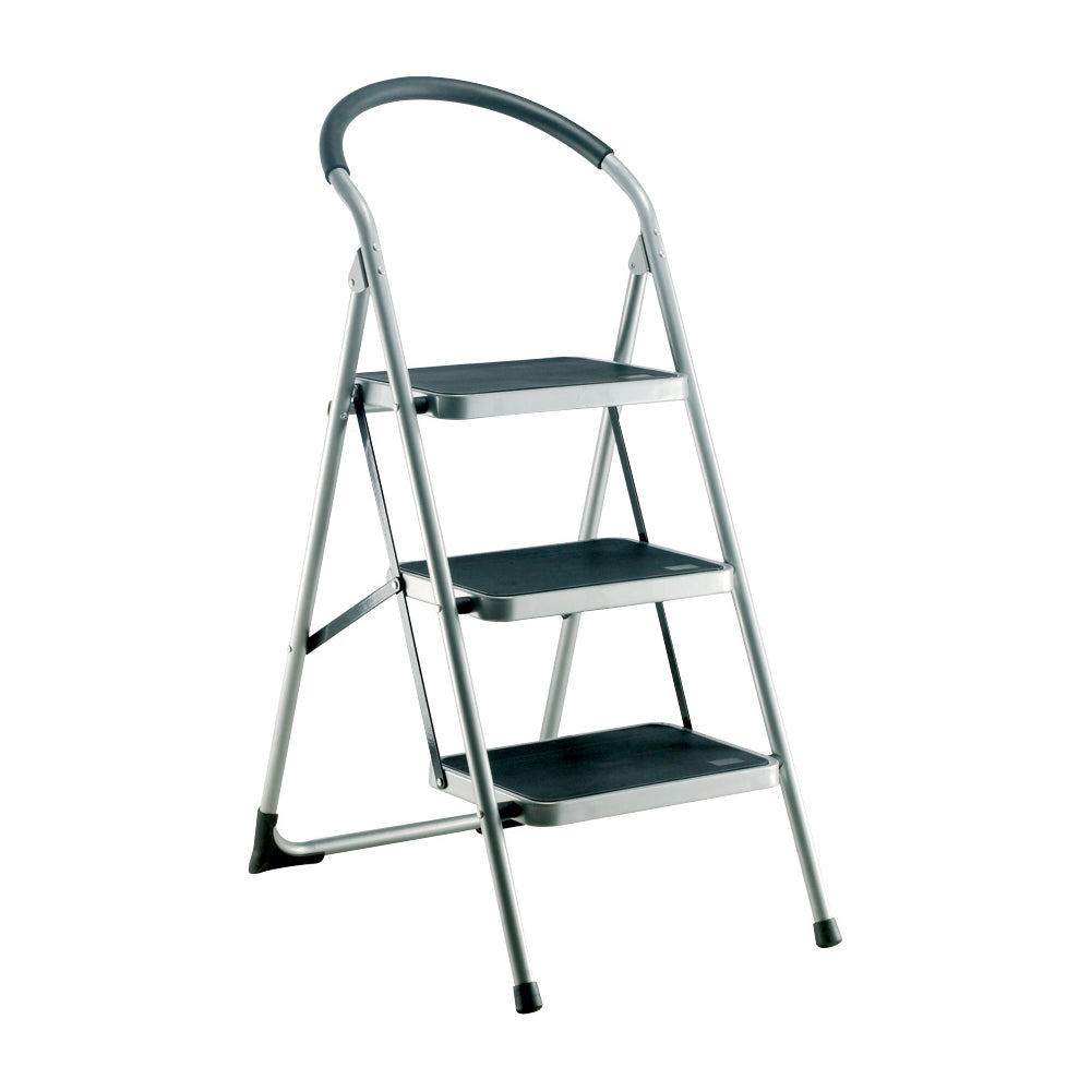 BARTON Step Ladder - 3 Tread, Platform Height 710mm, Foldable, Non?Slip Treads, 150kg Safe Load Qty 1