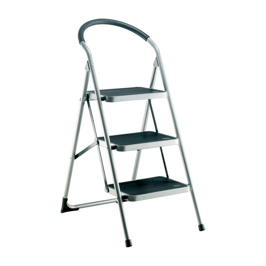 BARTON Step Ladder - 3 Tread, Platform Height 710mm, Foldable, Non?Slip Treads, 150kg Safe Load Qty 1