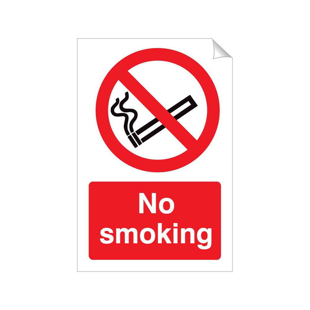 No Smoking Safety Sticker 240x360mm Self-Adhesive Vinyl Qty 1