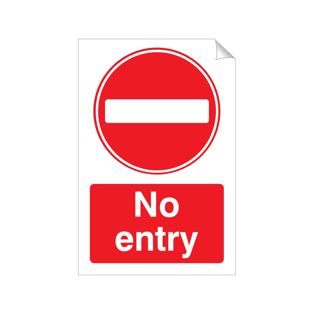 No Entry Safety Sticker 240x360mm Self-Adhesive Vinyl Qty 1