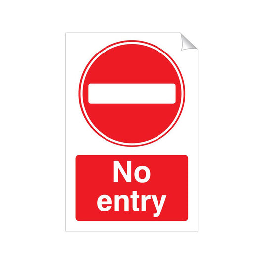 No Entry Safety Sticker 240x360mm Self-Adhesive Vinyl Qty 1