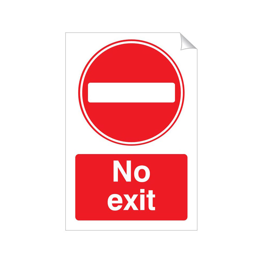 No Exit Safety Sticker 240x360mm Self-Adhesive Vinyl Qty 1