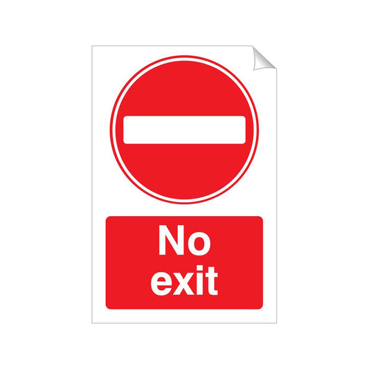 No Exit Safety Sticker 240x360mm Self-Adhesive Vinyl Qty 1