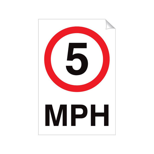 5 MPH Traffic Sticker 240x360mm Self-Adhesive Vinyl Qty 1